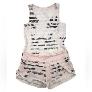 Lululemon SET Run Speed Shorts Sweaty Or Not Tank Size 10 Sunset Blush Quartz